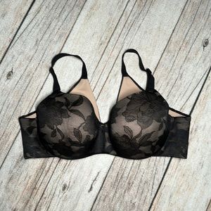 CACIQUE black lace over nude bra